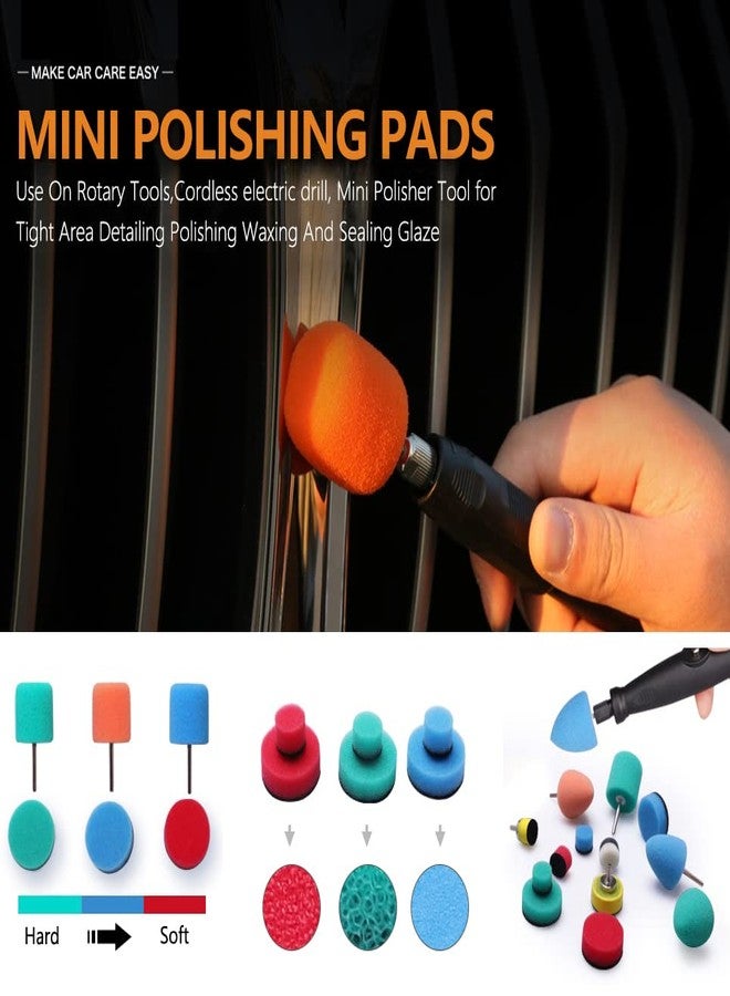 DIY Crafts +2xFur 2xFelt Pad, 2" inch Kit, 22x Mini Buffing Polishing Pads Kit, Detail Mini Polisher for Tight Area Detailing Waxing Sealing Glaze Headlights Door (+2xFur 2xFelt Pad, 2" inch Kit) - Image 2